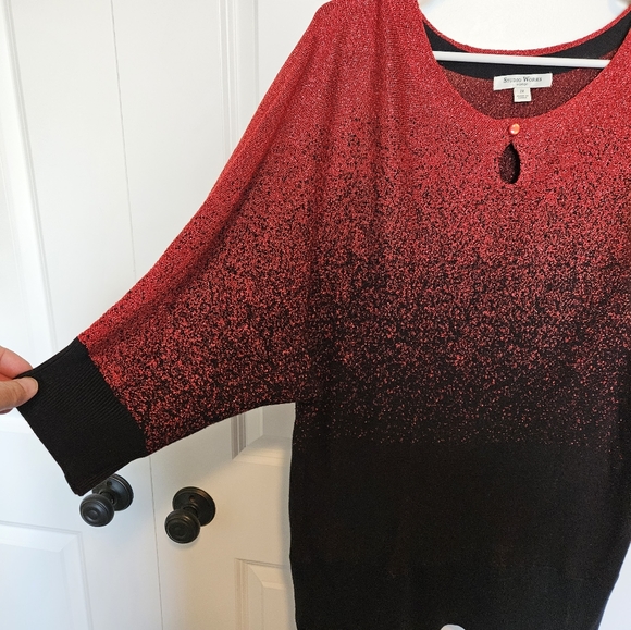 Red and Black ombre women's sweater. Size 2x. Studio One - Picture 2 of 3